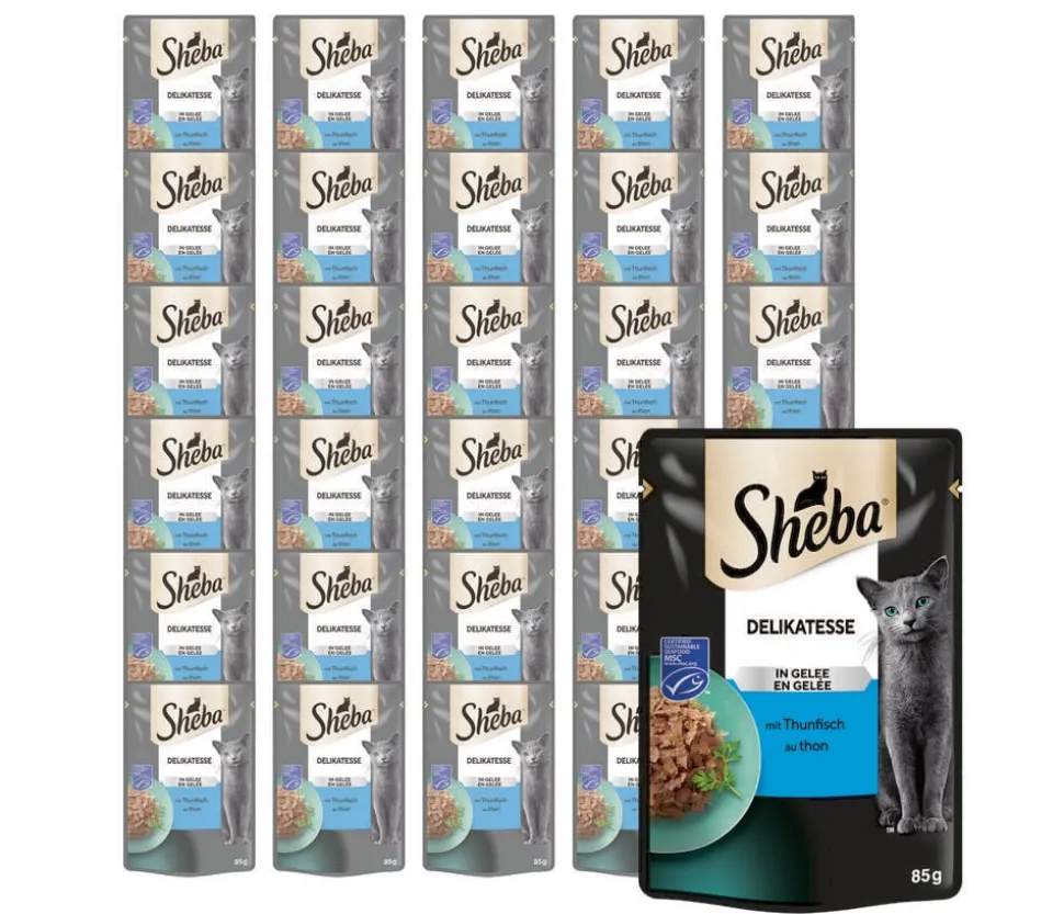 Sheba® Nassfutter für Katzen Delikatesse in Gelee, Thunfisch, 28 x 85 g