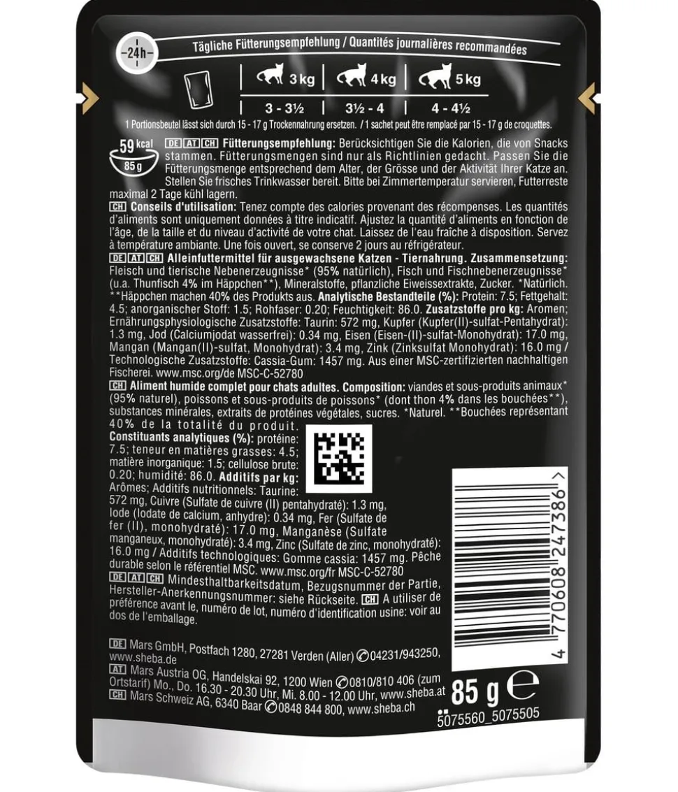 Sheba® Nassfutter für Katzen Delikatesse in Gelee, Thunfisch, 28 x 85 g