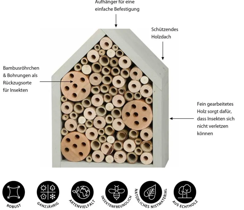 Siena Garden Insektenhotel Solin, grau/braun, ca. B37,5/H36/T29