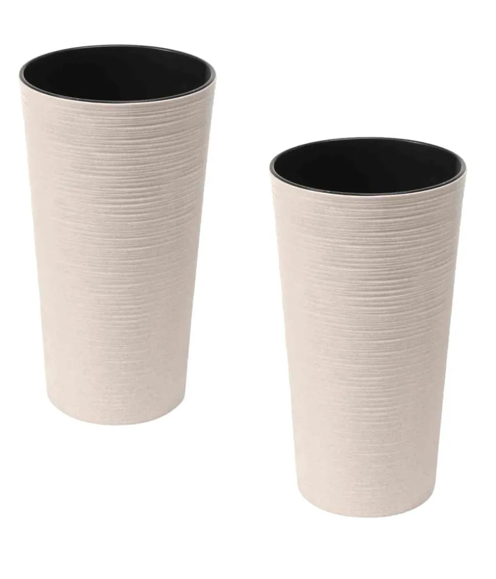 Siena Garden Kunststoff-Topf ECO Locon, konisch, weiß, ca. Ø25/H46,5 cm, 2er-Set