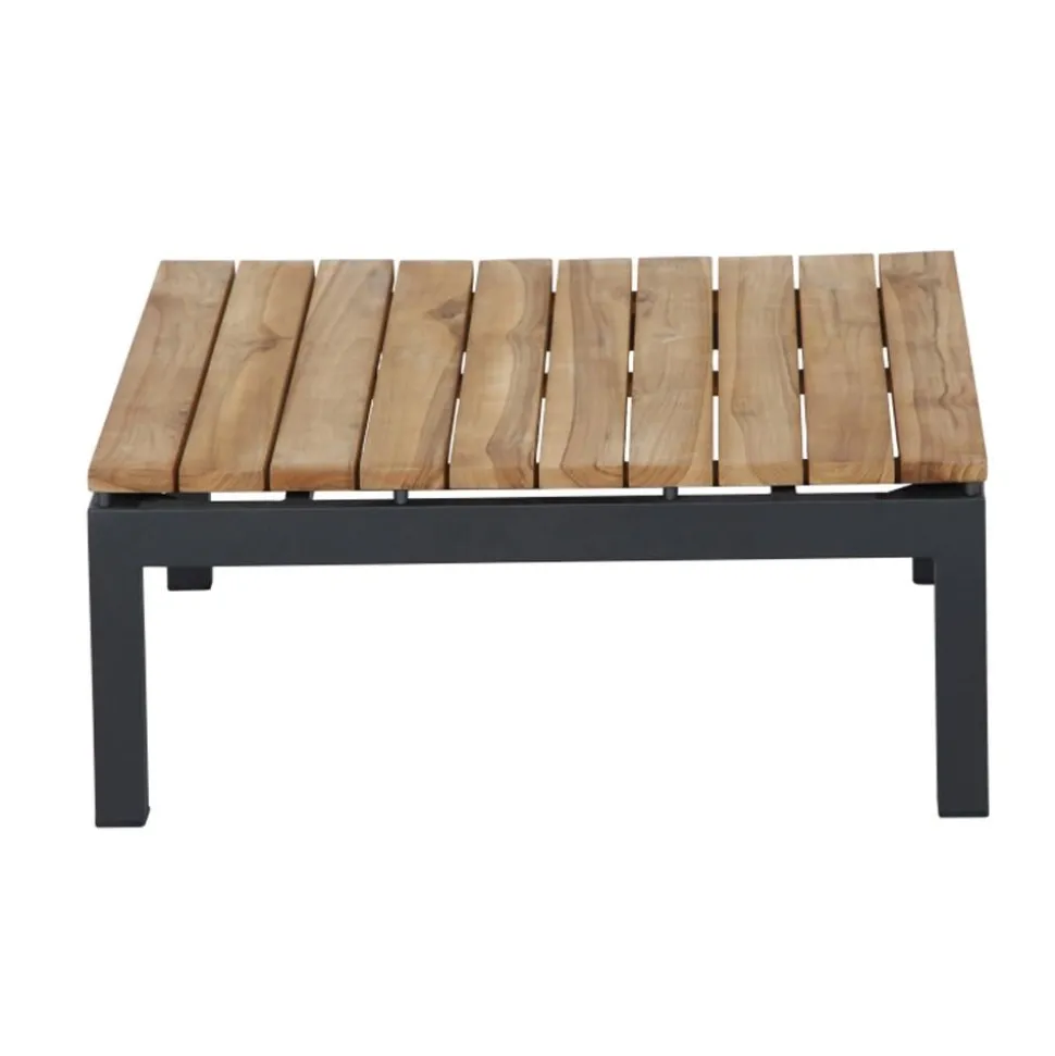 Siena Garden Teak-Loungetisch Alvida, anthrazit/natur, ca. B74/H30/T74 cm