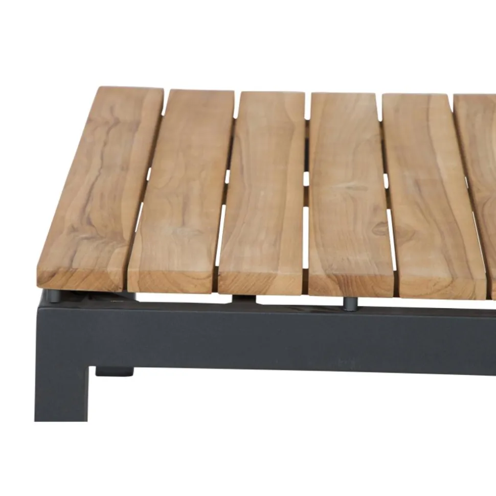 Siena Garden Teak-Loungetisch Alvida, anthrazit/natur, ca. B74/H30/T74 cm