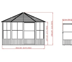 Sojag Outdoor-Pavillon Kaltwintergarten Charleston 1212, ca. B383,6/H280,9/T383,6 cm