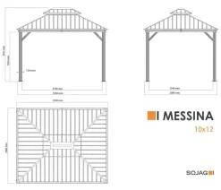 Sojag Outdoor-Pavillon Messina 1012, inkl. Moskitonetz anthrazit, ca. B363/H291,5/T298 cm