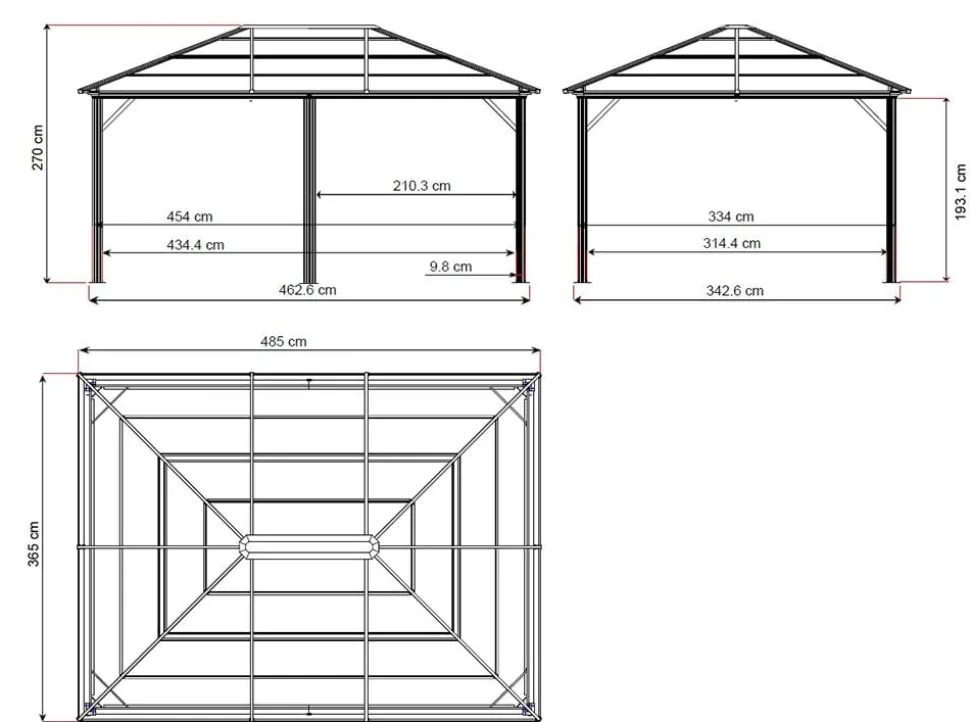 Sojag Pavillon Meridien 12x16, ca. B485/H270/T365 cm