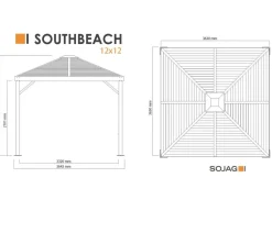 Sojag Pavillon South Beach 12x12, ca. B363/H310/T363 cm