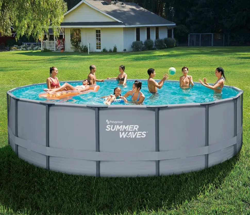 Summer Waves Frame Pool, anthrazit, rund