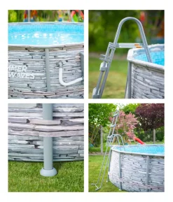 Summer Waves Frame Pool Elite, steingrau, rund, ca. Ø427/H107 cm