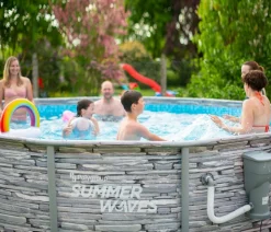 Summer Waves Frame Pool Elite, steingrau, rund, ca. Ø427/H107 cm