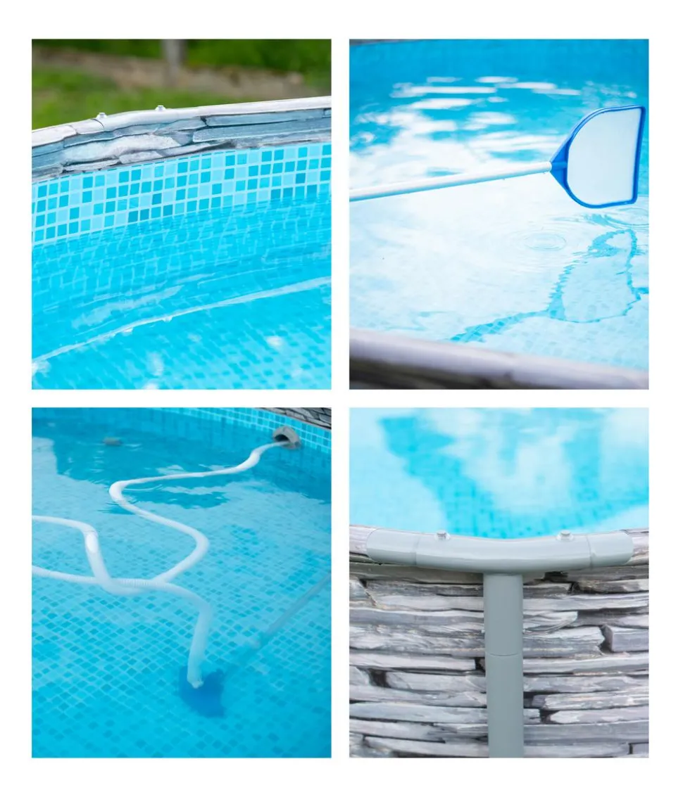 Summer Waves Frame Pool Elite, steingrau, rund, ca. Ø427/H107 cm