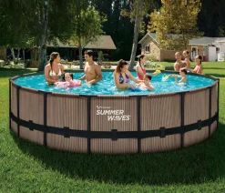 Summer Waves Frame Pool Elite, teak, rund
