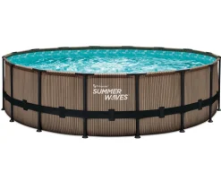 Summer Waves Frame Pool Elite, teak, rund