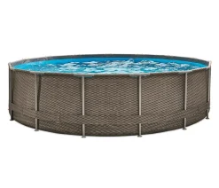 Summer Waves Frame Pool Rattan, rund, ca. Ø457/H106 cm