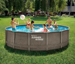 Summer Waves Frame Pool Rattan, rund, ca. Ø457/H106 cm