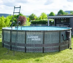 Summer Waves Frame Pool Rattan, grau