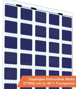 SunElements PV-Paket 275Wp, 40 % Transparenz, Doppelglasmodule