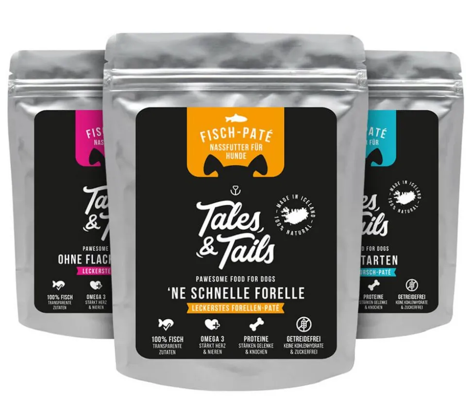 Tales & Tails Paté-Nassfutter für Hunde Ne schnelle Forelle, 12 x 100 g/6 x 300 g