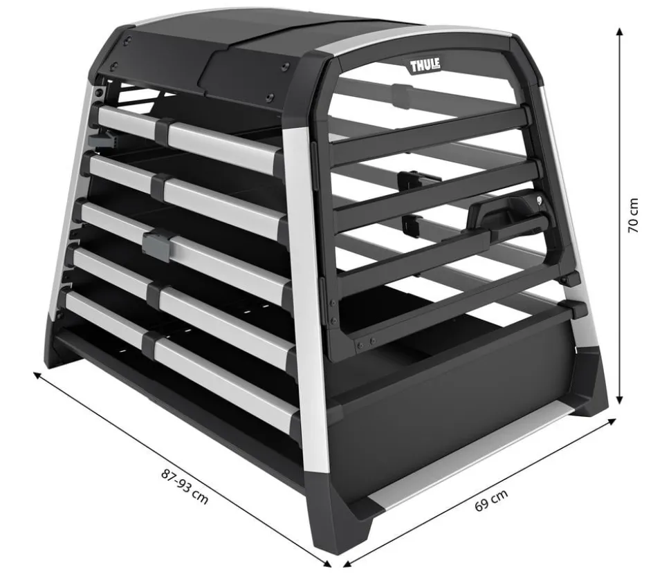 THULE® Allax threshold compatible L Compact Hundetransportbox für Fahrzeuge mit Ladekante, ca. B69/H70/T87-93 cm