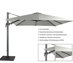 Tierra Outdoor Ampelschirm Duraflex, quadratisch, ca. B300/T300 cm
