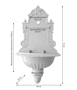 Tomco Aluminium-Wandbrunnen Wiener Bassena, ohne Hahn, ca. 87 cm