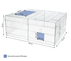 Trixie Freilaufgehege mit Abdeckung, ca. B144/H58/T116 cm