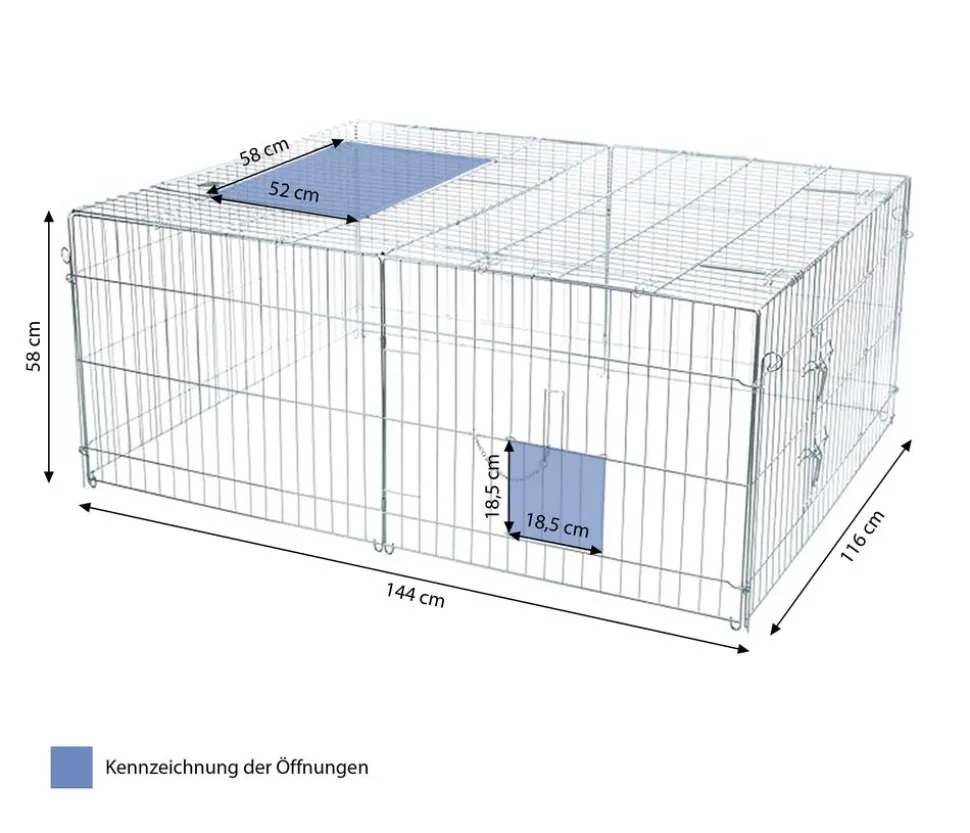 Trixie Freilaufgehege mit Abdeckung, ca. B144/H58/T116 cm