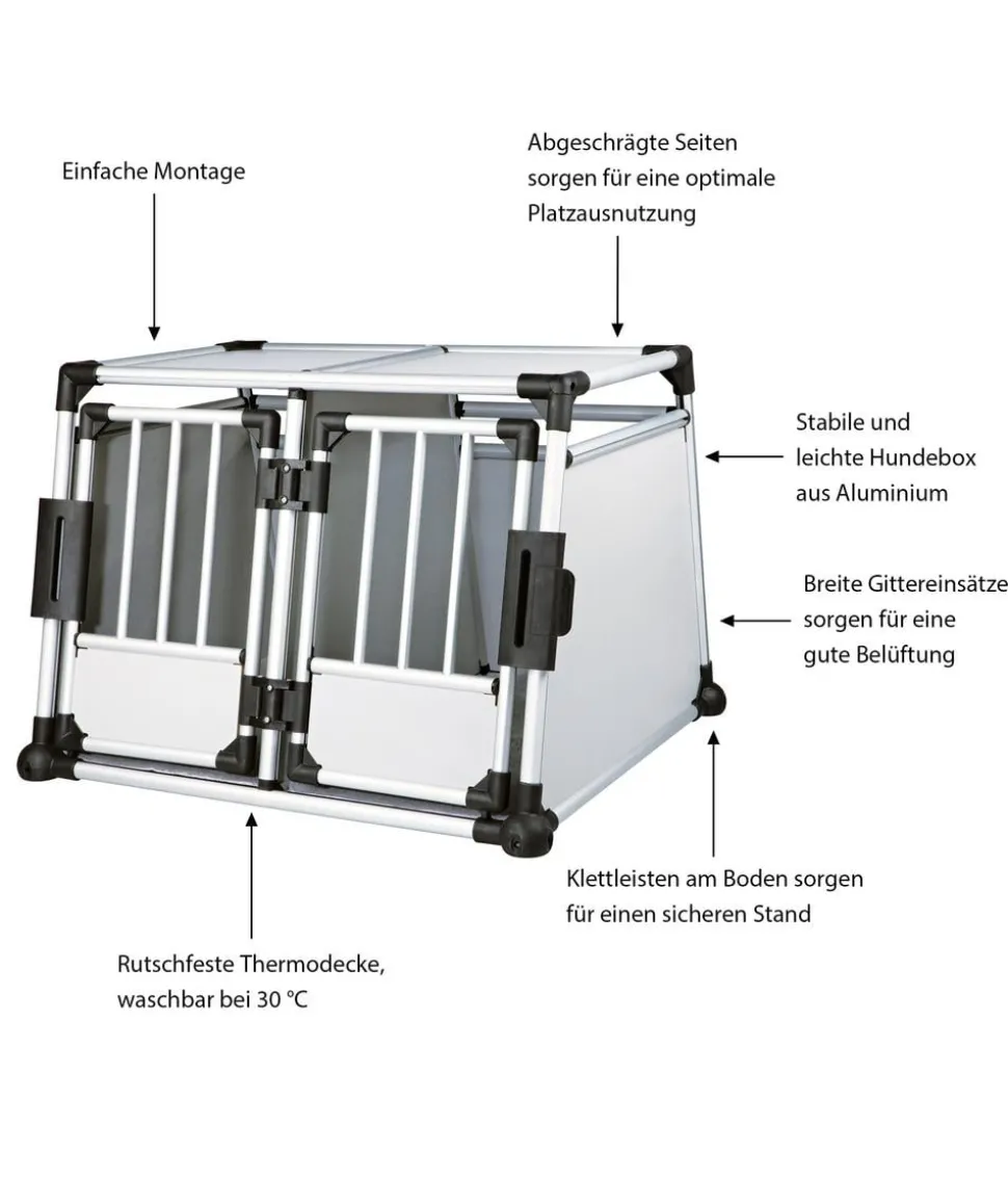 Trixie Hundetransportbox Aluminium, hellgrau/silber
