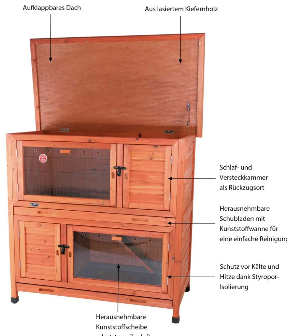 Trixie Natura Kleintierstall mit Wärmedämmung, ca. B116/H113/T65 cm