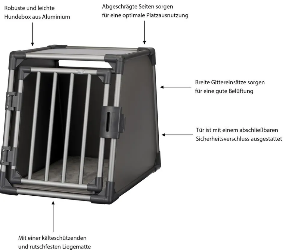 Trixie Transportbox für Hunde, Aluminium, grafit