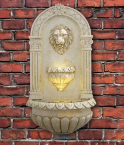 Ubbink Acqua Arte Polyresin-Wandbrunnen Assoro mit LED-Beleuchtung, ca. H80 cm