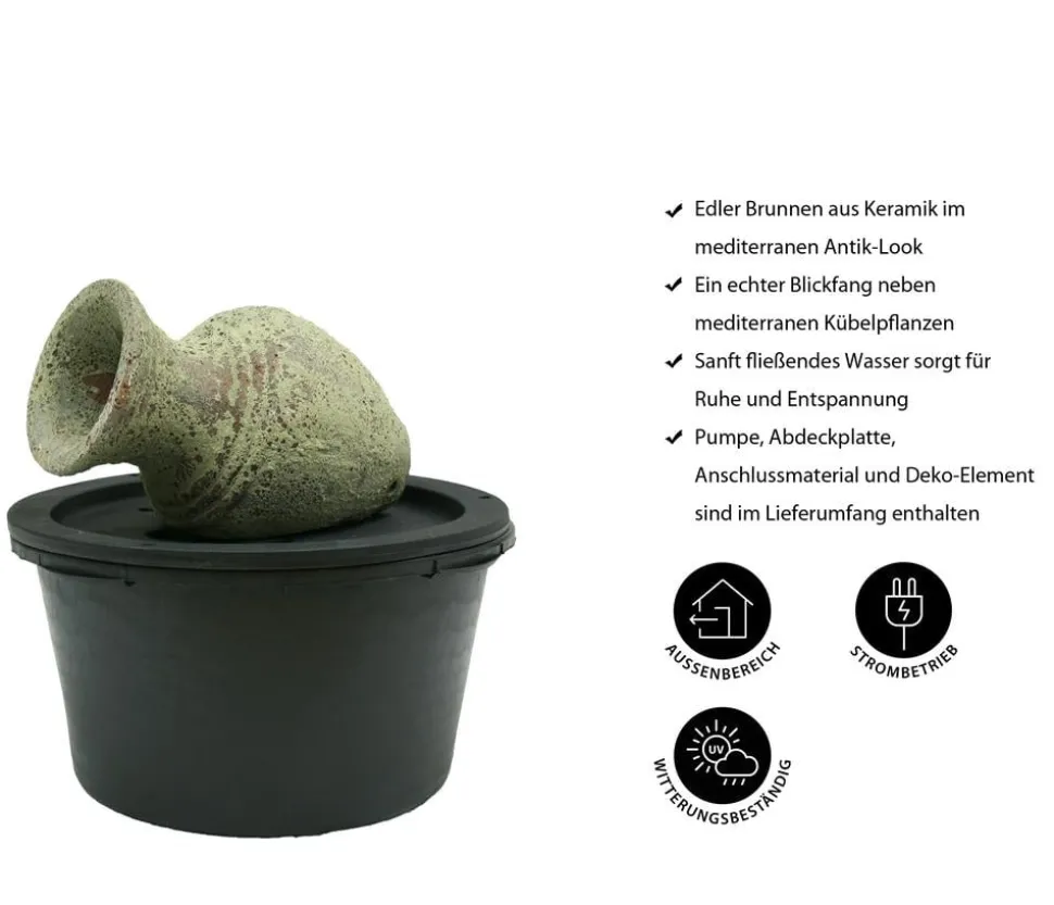 Ubbink Keramik-Gartenbrunnen Larissa, ca. B53/H30/T34 cm