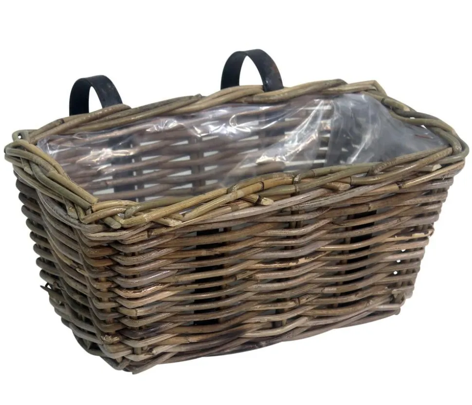 Van der Leeden Rattan-Balkonkorb, rechteckig, grau