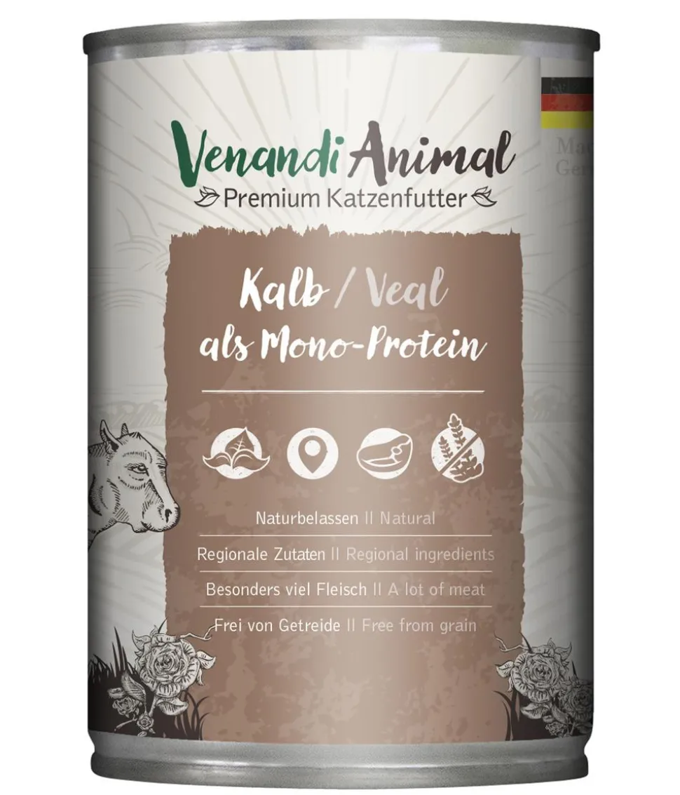 Venandi Animal Nassfutter für Katzen Monoprotein, Adult, 400 g