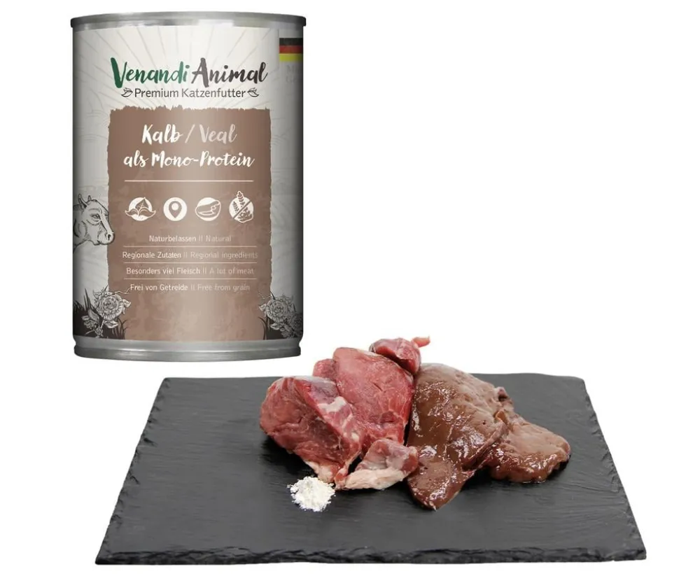 Venandi Animal Nassfutter für Katzen Monoprotein, Adult, 400 g