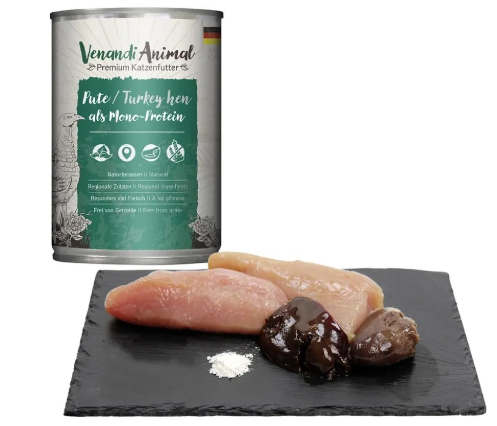 Venandi Animal Nassfutter für Katzen Monoprotein, Adult, 400 g