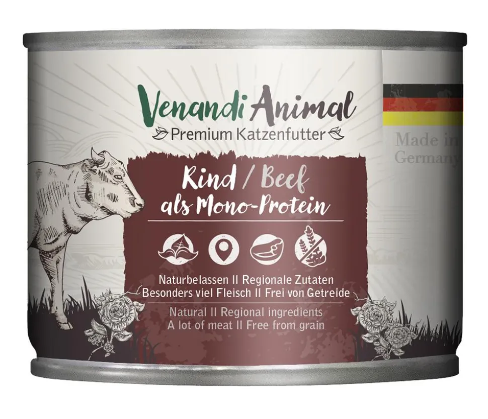 Venandi Animal Nassfutter für Katzen Monoprotein, Adult, 200 g