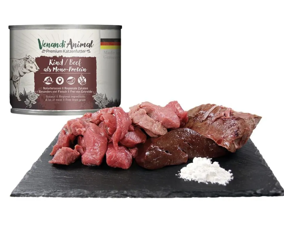 Venandi Animal Nassfutter für Katzen Monoprotein, Adult, 200 g