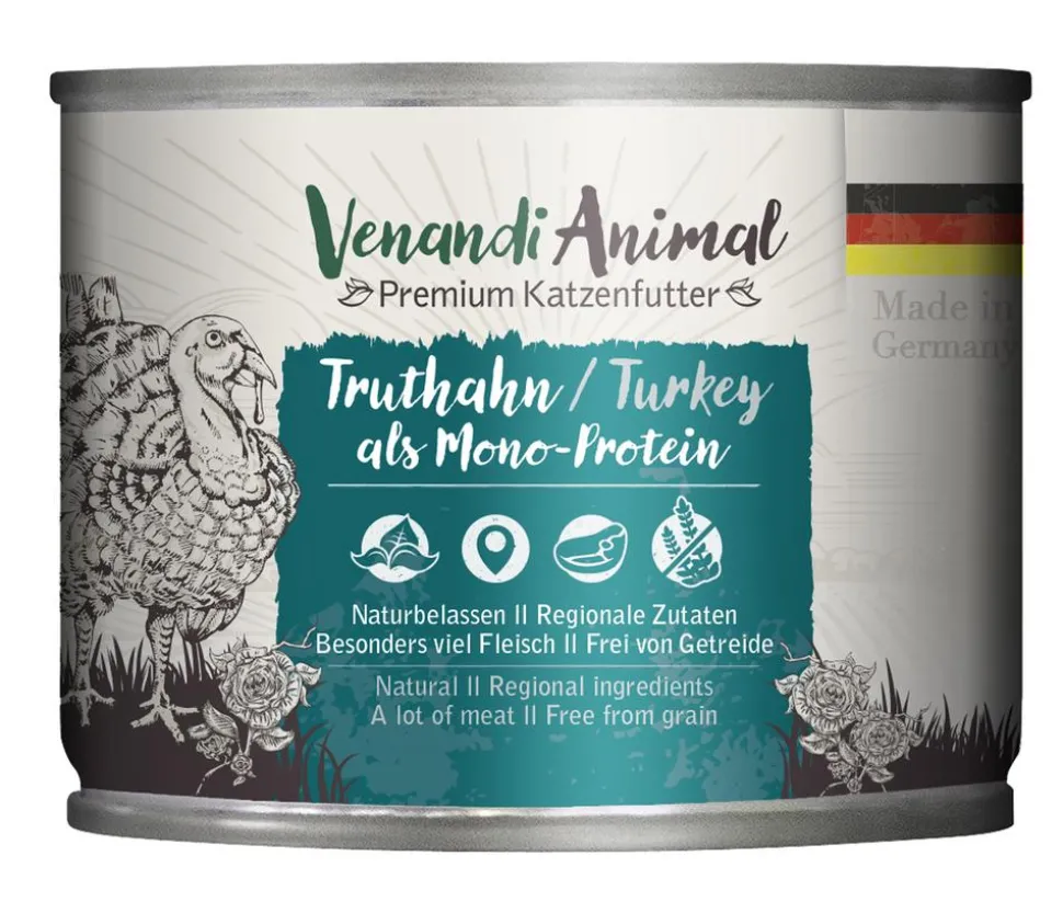 Venandi Animal Nassfutter für Katzen Monoprotein, Adult, 200 g