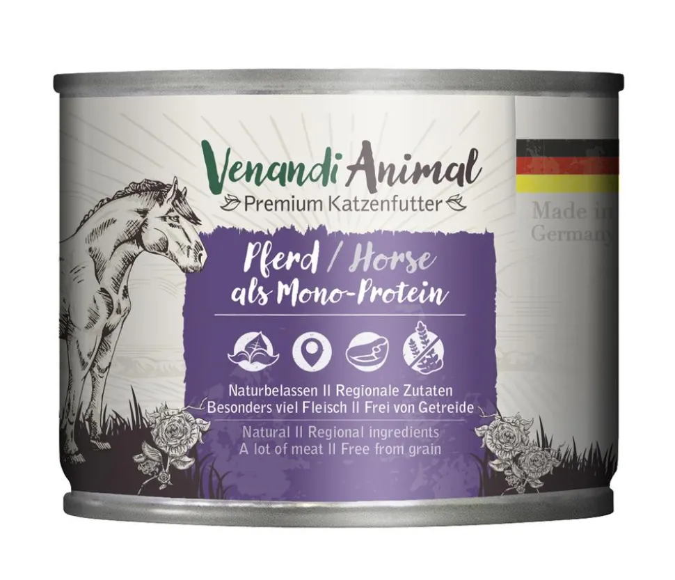 Venandi Animal Nassfutter für Katzen Monoprotein, Adult, 200 g