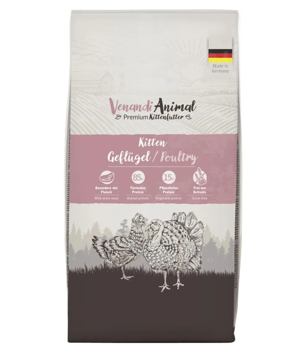 Venandi Animal Trockenfutter für Katzen Kitten, Huhn