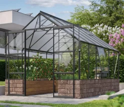 Vitavia Gewächshaus Cassiopeia 9900 ESG/HKP, inkl. Sockelmauer Herbstlaub