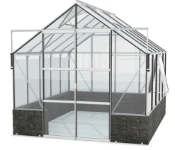 Vitavia Gewächshaus Cassiopeia 8300 ESG/NSG, inkl. Sockelmauer Basalt