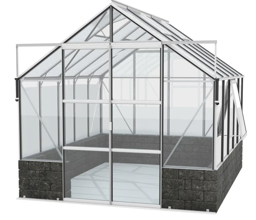 Vitavia Gewächshaus Cassiopeia 8300 ESG/NSG, inkl. Sockelmauer Basalt