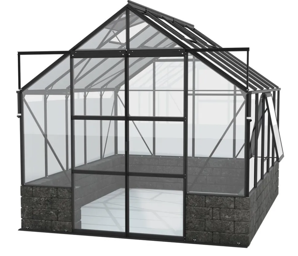 Vitavia Gewächshaus Cassiopeia 8300 ESG, inkl. Sockelmauer Basalt