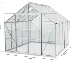 Vitavia Gewächshaus Neptun Plus 8300 ESG/HKP, inkl. Stahlfundamentrahmen, ca. B257/H238/T321 cm