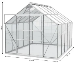 Vitavia Gewächshaus Neptun Plus 8300 ESG, inkl. Stahlfundamentrahmen, ca. B257/H238/T321 cm