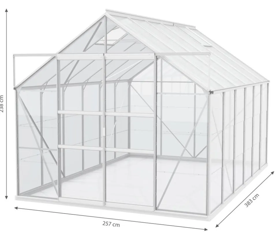 Vitavia Gewächshaus Neptun Plus 9900 HKP, inkl. Stahlfundamentrahmen, ca. B257/H238/T383 cm