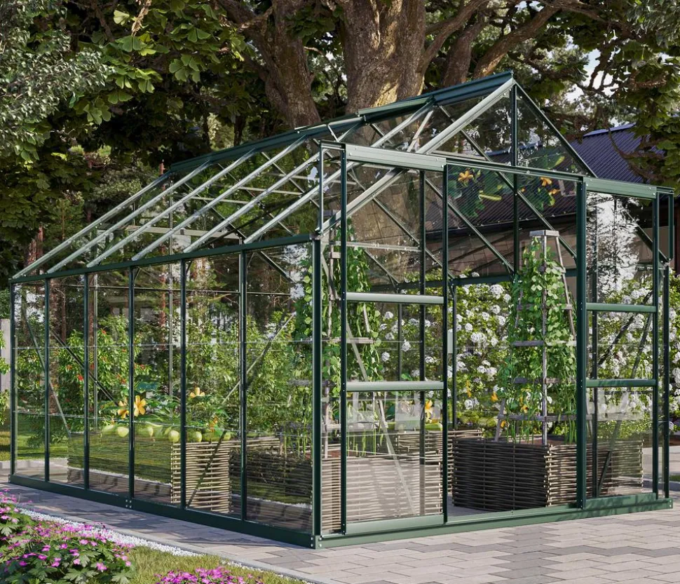 Vitavia Gewächshaus Neptun Plus 9900 ESG, inkl. Stahlfundamentrahmen, ca. B257/H238/T383