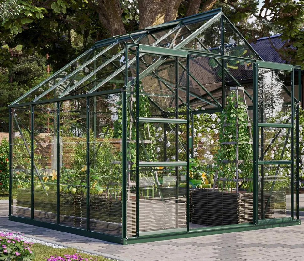 Vitavia Gewächshaus Neptun Plus 6700 ESG, inkl. Stahlfundamentrahmen, ca. B257/H238/T258 cm