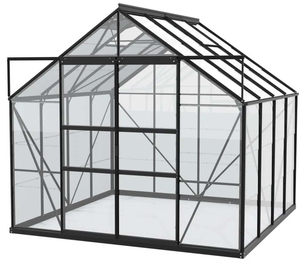 Vitavia Gewächshaus Neptun Plus 6700 ESG, inkl. Stahlfundamentrahmen, ca. B257/H238/T258 cm